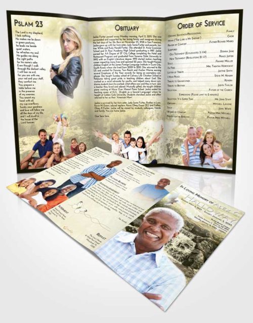 Obituary Template Trifold Brochure At Dusk Waterfall Masterpiece