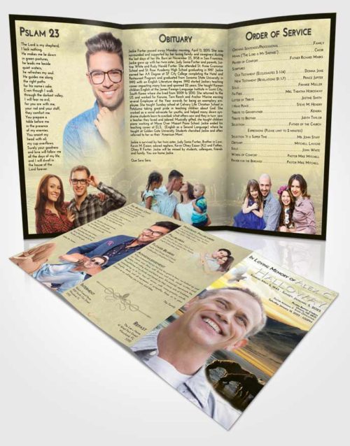 Obituary Template Trifold Brochure At Dusk Watering Hole