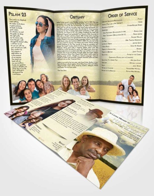 Obituary Template Trifold Brochure At Dusk Wheat Serenity