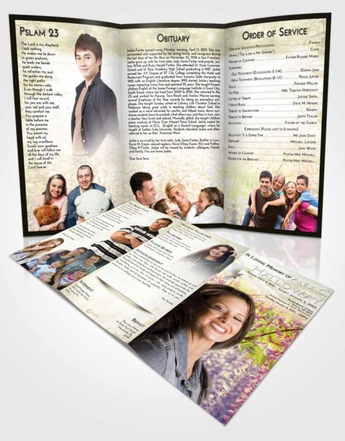 Obituary Template Trifold Brochure At Dusk Whispering Flowers