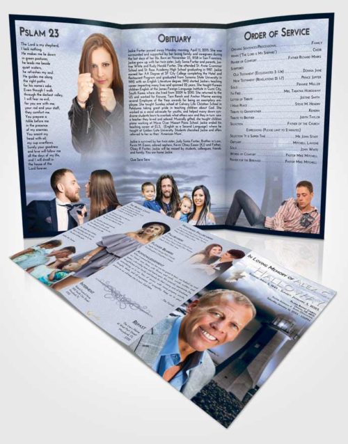 Obituary Template Trifold Brochure Coral Reef Lighthouse Magnificence