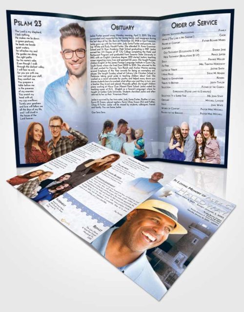 Obituary Template Trifold Brochure Coral Reef Lighthouse Majesty