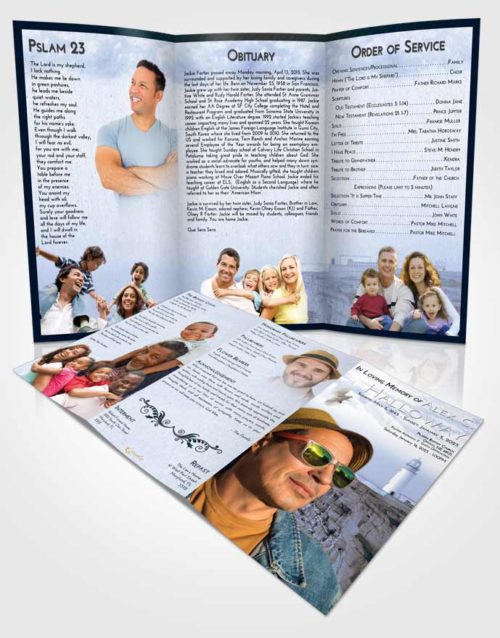 Obituary Template Trifold Brochure Coral Reef Lighthouse Point