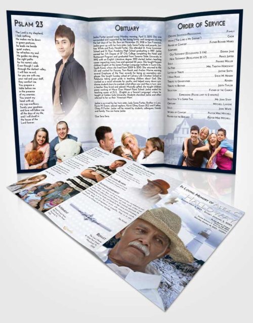 Obituary Template Trifold Brochure Coral Reef  Lighthouse Secret