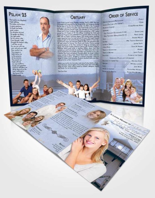 Obituary Template Trifold Brochure Coral Reef Lighthouse Surprise
