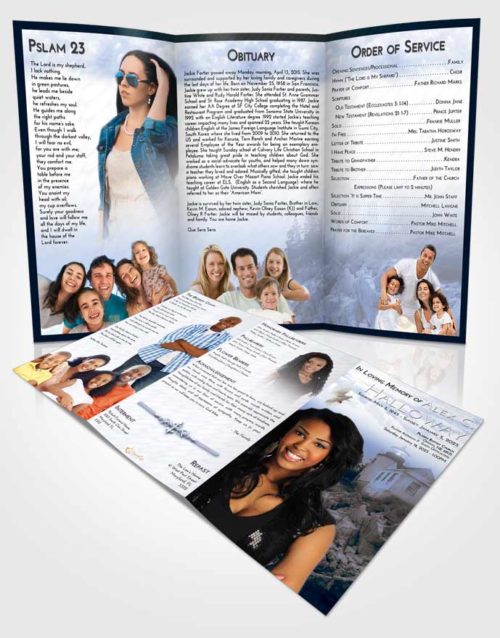 Obituary Template Trifold Brochure Coral Reef Lighthouse on the Rocks