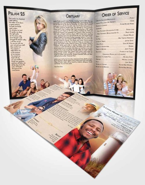 Obituary Template Trifold Brochure Early Lighthouse Serenity