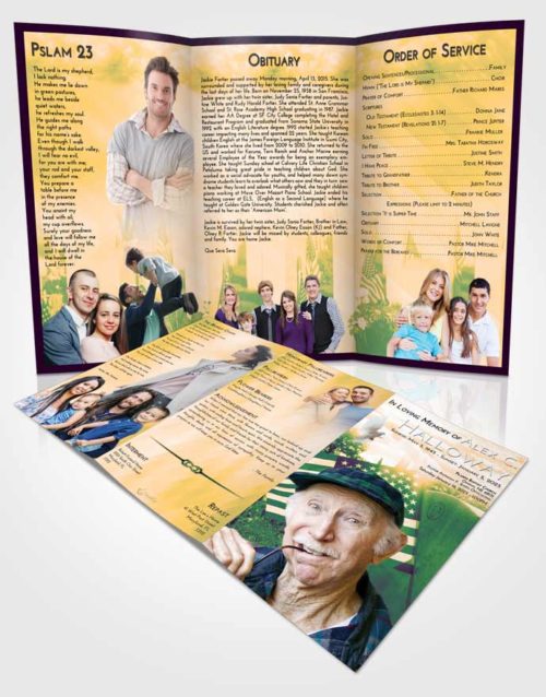 Obituary Template Trifold Brochure Emerald Serenity American Smile