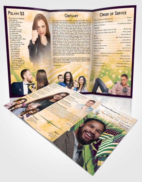 Obituary Template Trifold Brochure Emerald Serenity American Victory