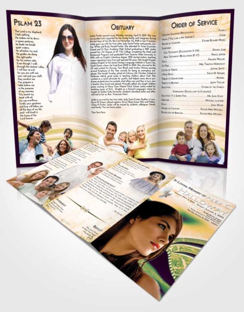 Obituary Template Trifold Brochure Emerald Serenity Bible Love