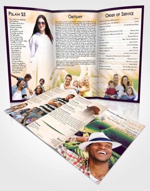 Obituary Template Trifold Brochure Emerald Serenity Cowboy Divinity