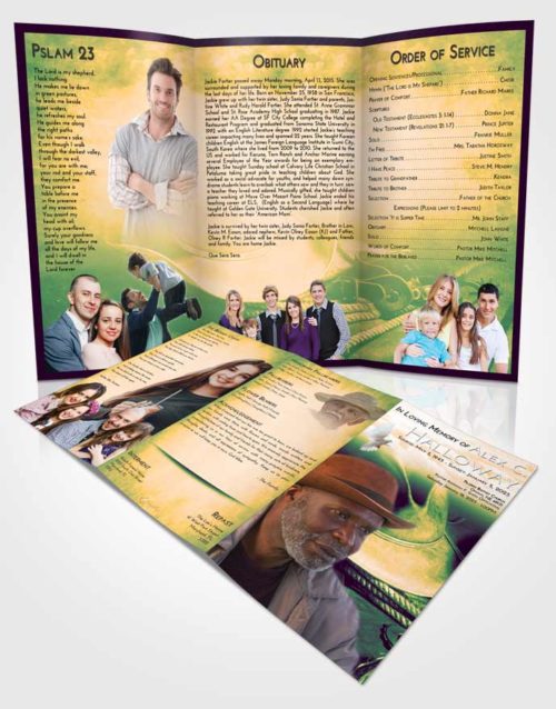 Obituary Template Trifold Brochure Emerald Serenity Cowboy Serenity