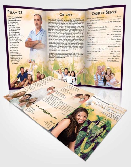 Obituary Template Trifold Brochure Emerald Serenity Durga Tranquility