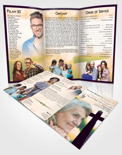 Obituary Template Trifold Brochure Emerald Serenity Faith in the Cross