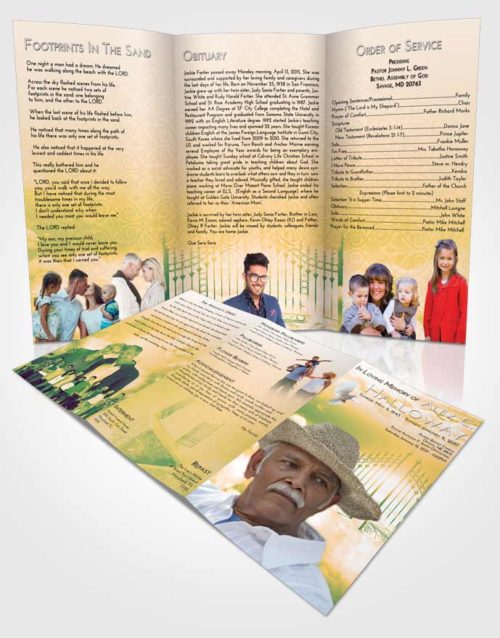 Obituary Template Trifold Brochure Emerald Serenity Gates to Heaven