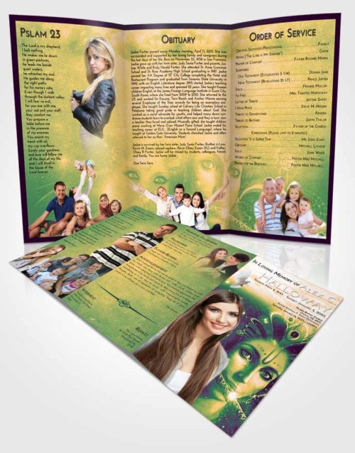 Obituary Template Trifold Brochure Emerald Serenity Hindu Desire