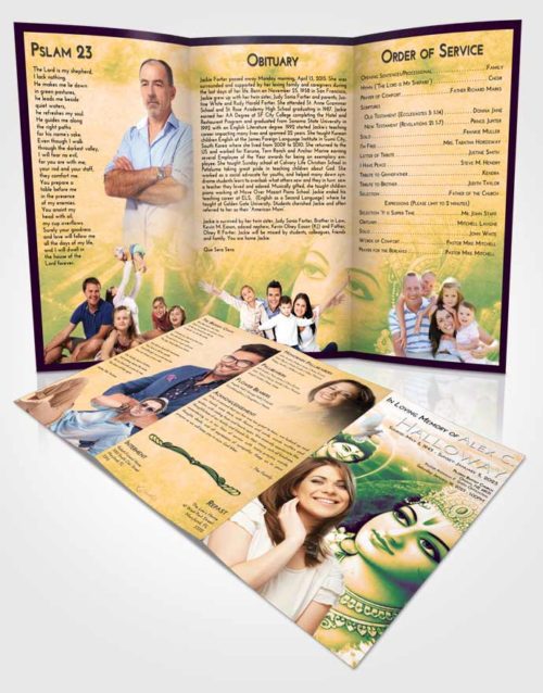 Obituary Template Trifold Brochure Emerald Serenity Hindu Majesty