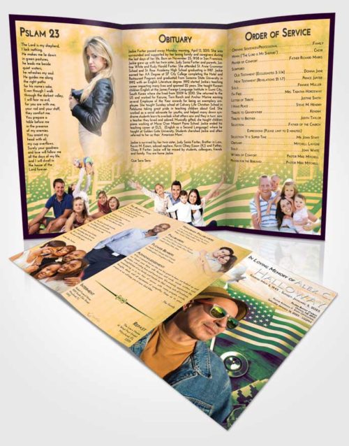 Obituary Template Trifold Brochure Emerald Serenity Military Medical
