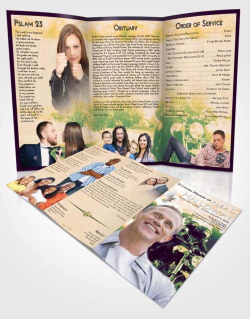 Obituary Template Trifold Brochure Emerald Serenity Motorcycle Days