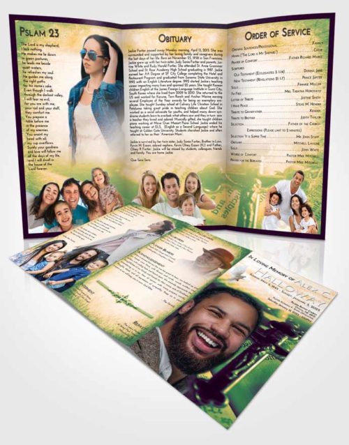 Obituary Template Trifold Brochure Emerald Serenity Rosary Trust
