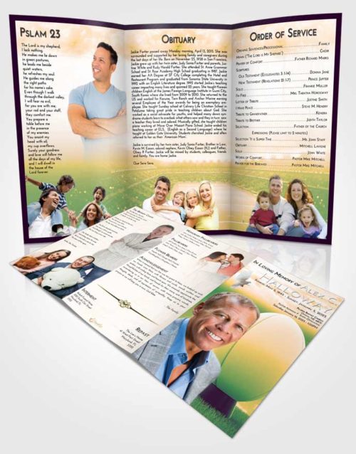 Obituary Template Trifold Brochure Emerald Serenity Rugby Honor