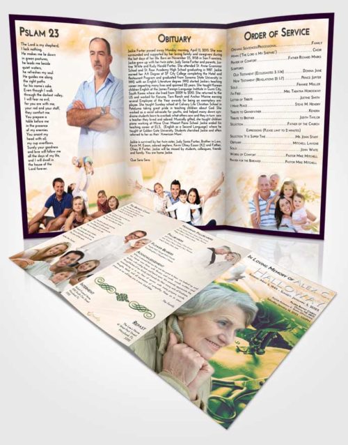 Obituary Template Trifold Brochure Emerald Serenity Sewing Love
