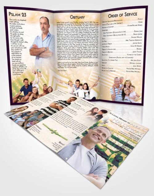 Obituary Template Trifold Brochure Emerald Serenity Soldier on Duty