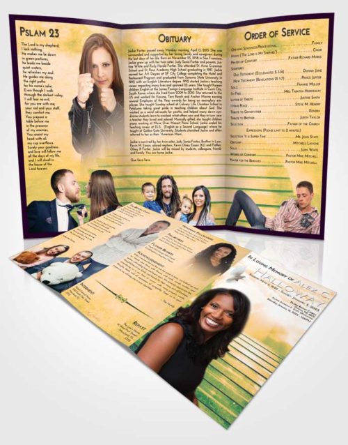 Obituary Template Trifold Brochure Emerald Serenity Stairway Into the Sky