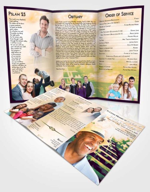 Obituary Template Trifold Brochure Emerald Serenity Stairway for the Soul