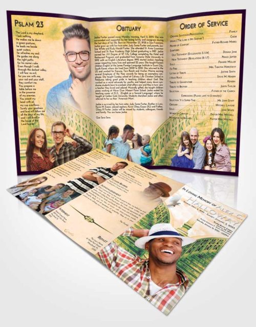 Obituary Template Trifold Brochure Emerald Serenity Stairway of Love