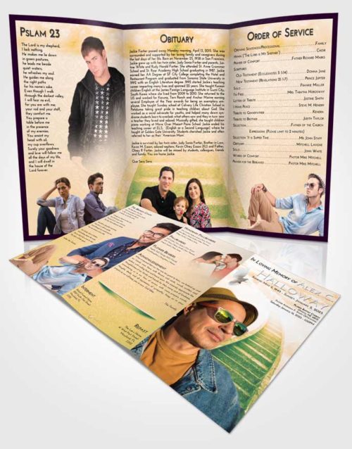 Obituary Template Trifold Brochure Emerald Serenity Stairway to Bliss