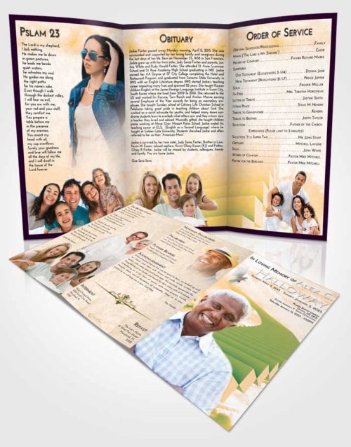 Obituary Template Trifold Brochure Emerald Serenity Stairway to Divinity