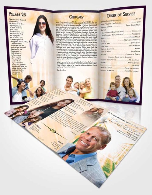 Obituary Template Trifold Brochure Emerald Serenity Stairway to Faith