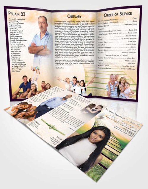Obituary Template Trifold Brochure Emerald Serenity Stairway to Life