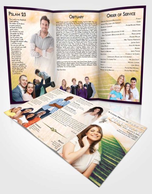 Obituary Template Trifold Brochure Emerald Serenity Stairway to Magnificence