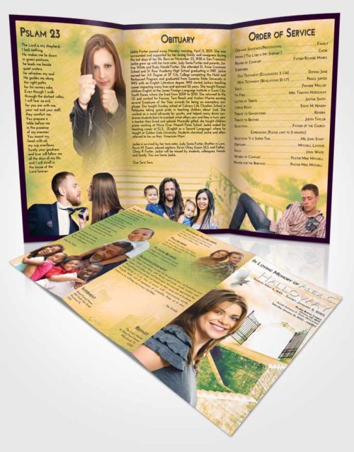 Obituary Template Trifold Brochure Emerald Serenity Stairway to the Gates of Heaven