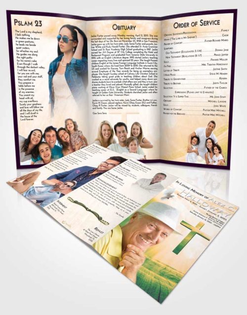 Obituary Template Trifold Brochure Emerald Serenity The Cross of Life