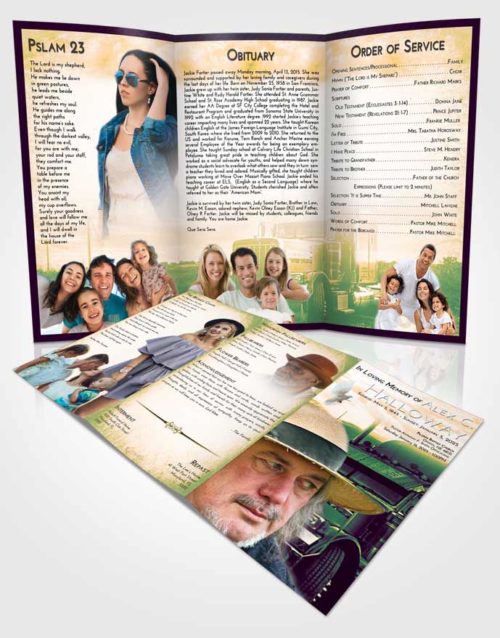 Obituary Template Trifold Brochure Emerald Serenity Trucker Drive