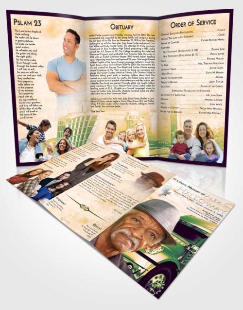 Obituary Template Trifold Brochure Emerald Serenity Trucker Hours