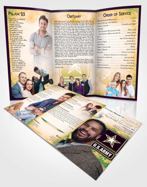 Obituary Template Trifold Brochure Emerald Serenity United States Army