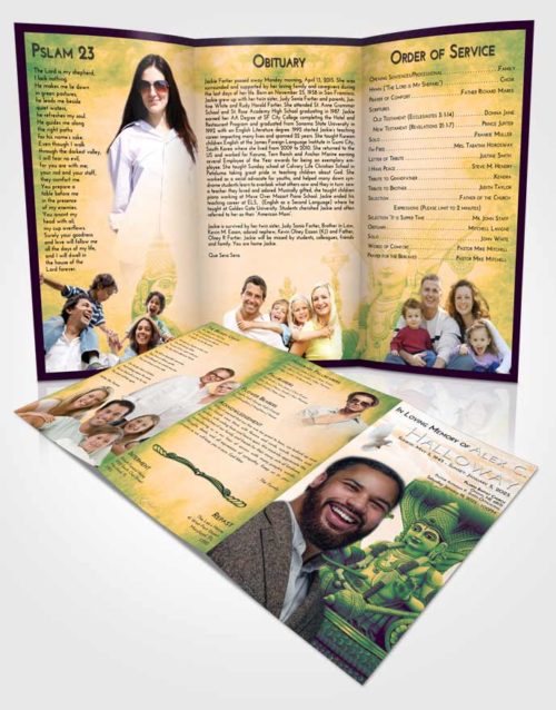 Obituary Template Trifold Brochure Emerald Serenity Vishnu Desire