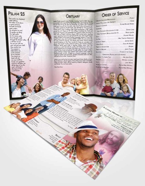 Obituary Template Trifold Brochure Emerald Sunrise Jesus Love