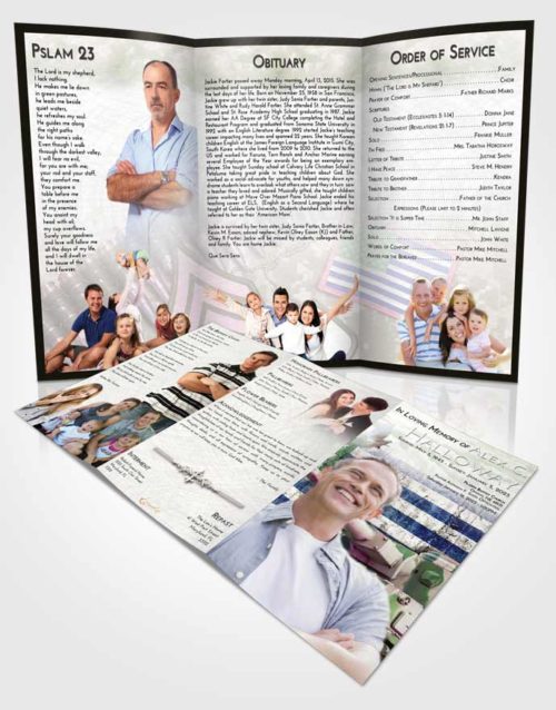 Obituary Template Trifold Brochure Emerald Sunrise Soldier on Duty