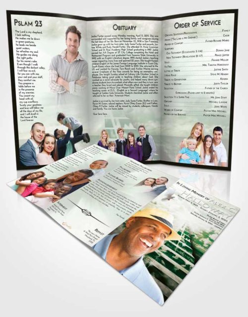 Obituary Template Trifold Brochure Emerald Sunrise Stairway for the Soul