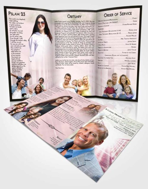 Obituary Template Trifold Brochure Emerald Sunrise Stairway to Faith
