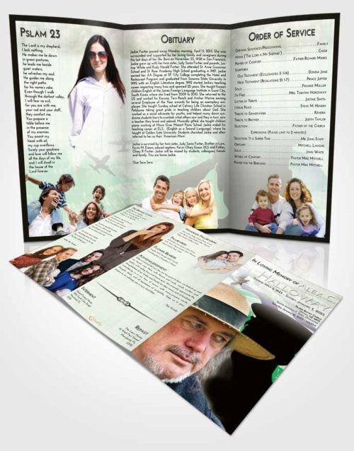Obituary Template Trifold Brochure Emerald Sunrise Veterans Sacrifice