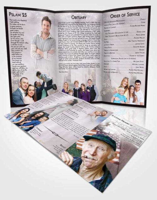 Obituary Template Trifold Brochure Evening American Smile