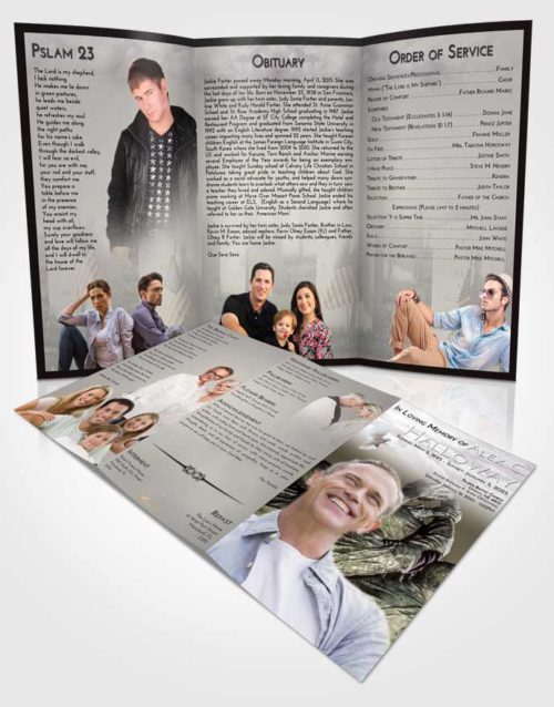 Obituary Template Trifold Brochure Evening Army Grit
