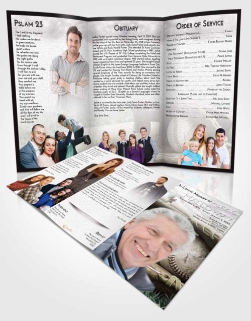 Obituary Template Trifold Brochure Evening Baseball Tranquility