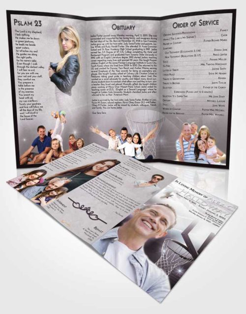 Obituary Template Trifold Brochure Evening Basketball Pride
